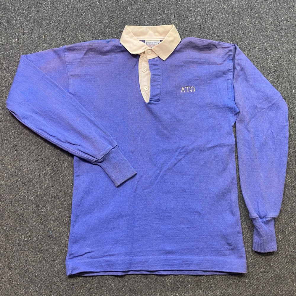 Rugby Jersey Sz M Mens Blue Collegiate Alpha Tau Omega Faded Made in USA 90s